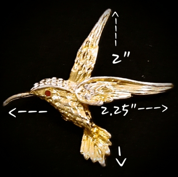 Hummingbird Brooch/Pin With Rhinestones - Picture 5 of 5